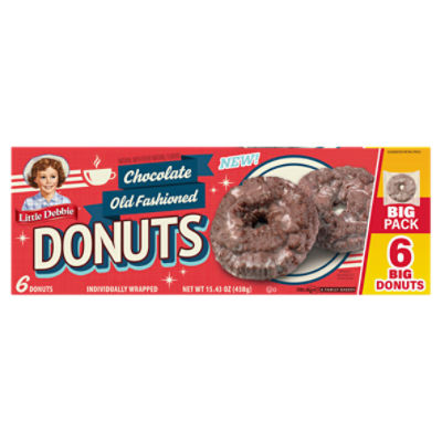 McKee Little Debbie Chocolate Old Fashioned Donuts Big Pack, 6 count, 15.43 oz