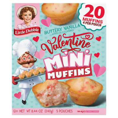 Little Debbie Buttery Vanilla Valentine Mi̇ni̇ Muffins, 5 count, 8.44 oz