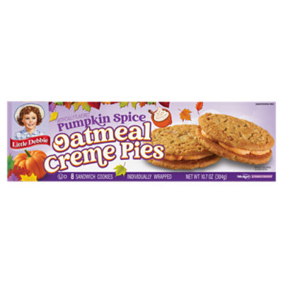 Little Debbie Pumpkin Spice Oatmeal Creme Pies Sandwich Cookies, 8 count