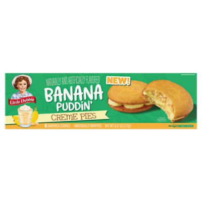Little Debbie Banana Puddın' Creme Pies Sandwich Cookies, 8 count, 9.57 oz