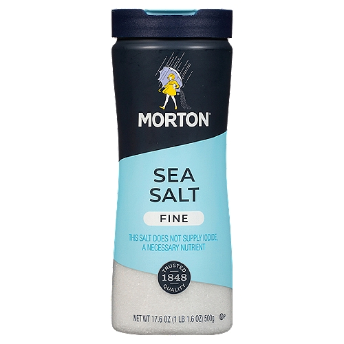 Morton Fine Sea Salt, 17.6 oz
Morton® Fine Sea Salt crystals dissolve quickly and blend easily, making them ideal for baking, soups, sauces, and marinades.