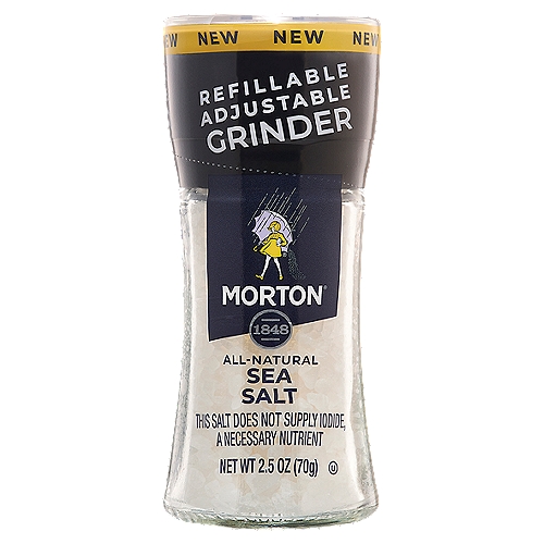Morton Sea Salt Grinder, 2.5 oz
Morton Grinders are uniquely designed to be refilled for up to three uses.