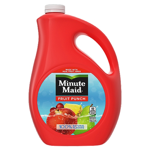 Minute Maid Fruit Punch Jug, 128 fl oz
Goodness comes in over 100 different varieties of Minute Maid juices and juice drinks that can be shared with the whole family—just like it has for generations. From orange juice to apple juice, lemonades and punches, we use the freshest ingredients to ensure you get the highest quality juices. Put good in. Get good out.