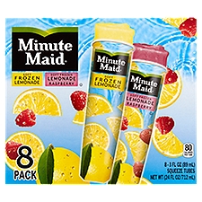 Minute Maid Soft Frozen Lemonade & Soft Frozen Lemonade Raspberry Squeeze Tubes, 3 fl oz, 8 count, 24 Fluid ounce