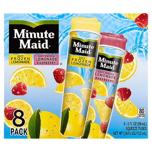 Minute Maid Soft Frozen Lemonade & Soft Frozen Lemonade Raspberry Squeeze Tubes, 3 fl oz, 8 count