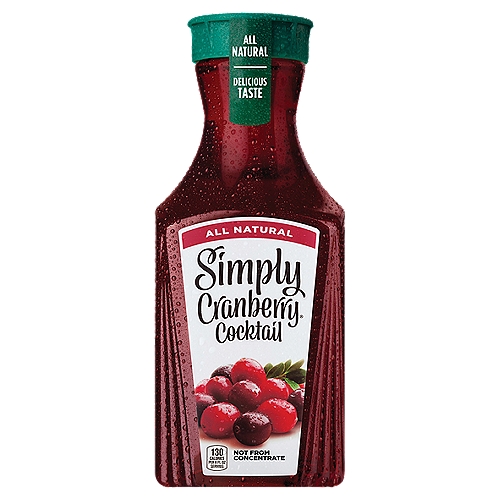 Simply Cranberry Cocktail Bottle, 52 fl oz
Simply Cranberry Cocktail is a deliciously simple take on the tart and sweet flavor of cranberry juice. Containing 27% cranberry juice and never from concentrate, Simply Cranberry Juice Cocktail is made with real cranberry juice and cane sugar, with other ingredients, to achieve a perfect balance.

This all-natural juice beverage is non-GMO and makes for a wonderful taste on its own or mixed with other juices. That's because it's perfectly sweet, perfectly tart and perfectly cranberry.
 
With Simply Cranberry Cocktail, the difference is clear. Clear enough that you can see the all-natural ingredients inside. Because with Simply, there's nothing to hide.