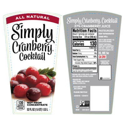 Simply 2025 cranberry juice