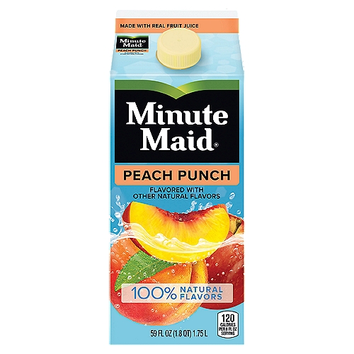 Minute Maid Peach Punch Carton, 59 fl oz
Goodness comes in over 100 different varieties of Minute Maid juices and juice drinks that can be shared with the whole family—just like it has for generations. From orange juice to apple juice, lemonades and punches, we use the freshest ingredients to ensure you get the highest quality juices. Put good in. Get good out.