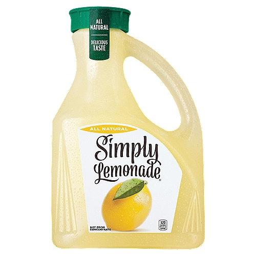 Simply Lemonade Bottle, 2.63 Liters
Images of fresh lemons, simple ingredients, lemonade stands and hot summer days all come to mind when you think of “lemonade.'' Nothing beats the taste of a homemade pitcher, and with Simply Lemonade, the taste of that classic lemonade has been captured and bottled perfectly.
 
Made with real lemon juice and other all-natural ingredients, it's everything you love about lemonade—minus the inconvenience of having to make it yourself.
 
With Simply Lemonade, the difference is clear. Clear enough that you can see the all-natural ingredients inside. Because with Simply, there's nothing to hide.