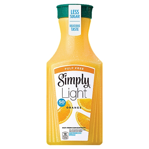 For Simply Light Orange Pulp Free, we carefully select real, ripe oranges and turn them into a deliciously simple orange juice drink that's pulp free, with half the sugar and calories of our regular juice drink.*n nSimple ingredients make for a refreshing orange juice beverage you can enjoy with breakfast, lunch or any time in between. Fewer calories, just as much taste.* nnWith Simply Light Orange Pulp Free, the difference is clear. Because with Simply, there's nothing to hide.n n*50% less sugar and calories than our regular juice drinks.nCalories: This product contains 50 calories. Our regular juice drinks contain 100 calories.nSugar: This product contains 11g of sugar. Our regular juice drinks contain 27g of sugar.