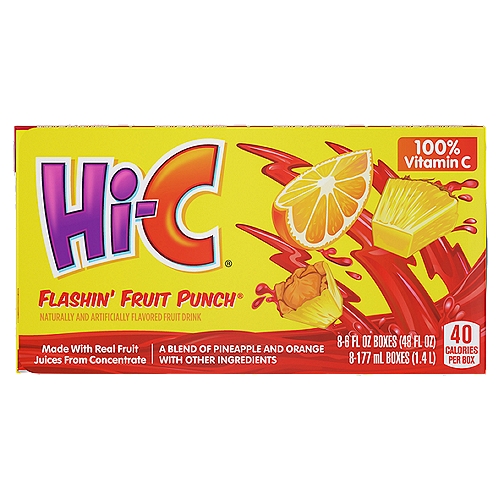 Hi-C Flashin Fruit Punch Cartons, 6 fl oz, 8 Pack