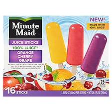 Minute Maid Orange, Cherry, Grape Juice Sticks, 1.65 fl oz, 16 count