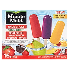 Minute Maid Fruit, Berry, Tropical Punch Juice Sticks, 1.65 fl oz, 16 count, 26.4 Fluid ounce