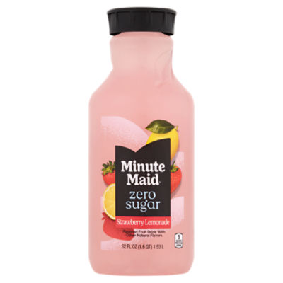 Minute Maid Zero Sugar Strawberry Lemonade Flavored Fruit Drink, 52 fl oz