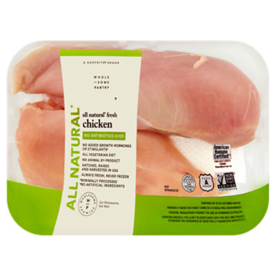 Wholesome Pantry All Natural Fresh Boneless Skinless Chicken Breasts, 1.86 Pound