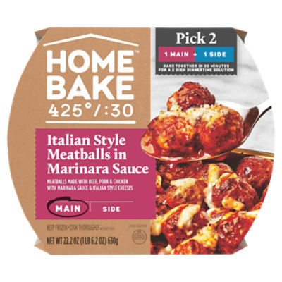 HomeBake 425°/:30 Italian Style Meatballs in Marinara, 22.2 oz Box