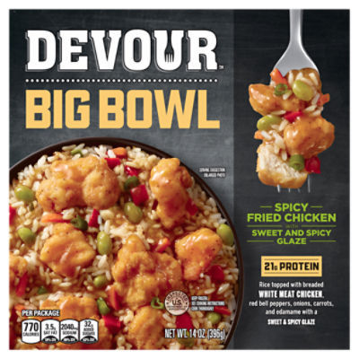 Devour Big Bowl Spicy Fried Chicken with Sweet and Spicy Glaze, 14 oz