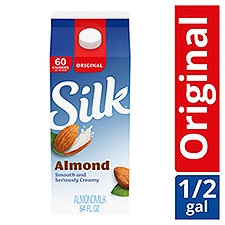 Silk Almond Milk, Original, Dairy Free, Gluten Free, 64 FL ounce Half Gallon