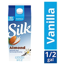 Silk Almond Milk, Vanilla, Dairy Free, Gluten Free, 64 FL ounce Half Gallon, 64 Fluid ounce