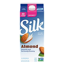 Silk Almond Milk, Unsweet, Dairy Free, Gluten Free, 64 FL ounce Half Gallon