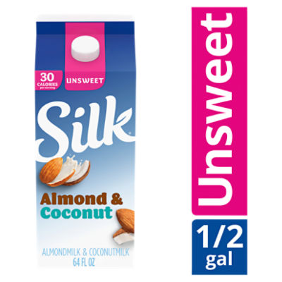 Silk Almond Coconut Milk, Unsweet, Dairy Free, Gluten Free, 64 FL ounce Half Gallon