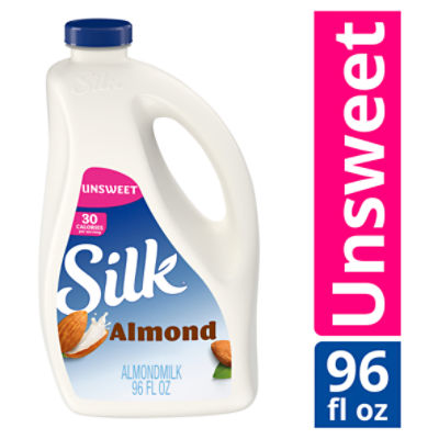Silk Almond Milk, Unsweet, Dairy Free, Gluten Free, 96 FL ounce Bottle, 96 Fluid ounce