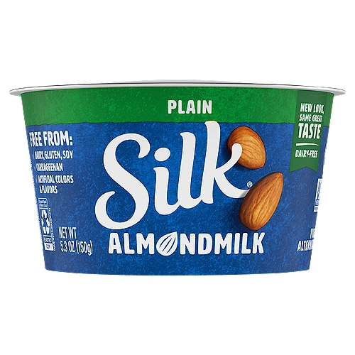 Silk Plain Almondmilk Yogurt Alternative, 5.3 oz
Every spoonful of Silk Plain Almondmilk Yogurt Alternative offers a creamy indulgence with a dairy-free twist. We make our delightful yogurt alternative without any dairy, soy, lactose, gluten, carrageenan, or casein, embracing the delicious almond in all its rich flavor and velvety texture. With the delicate sweetness of simple ingredients, this non-dairy yogurt makes for a delicious snack, whether enjoyed on its own or sprinkled with your favorite toppings. And best of all, it provides a nutritious jump start into your day with protein* and calcium. 
*4% Daily Value.
Here at Silk, we believe in making delicious plant-based food that does right by you and fuels our passion for the planet. Every delicious product we offer is made with plants, they're naturally dairy-free, gluten-free, and cholesterol-free. And our entire lineup is enrolled in the Non-GMO Project Verification Program. Choose from an array of non-dairy products--from silky-smooth nutmilk to creamy, dreamy yogurt alternatives--and taste the goodness for yourself!