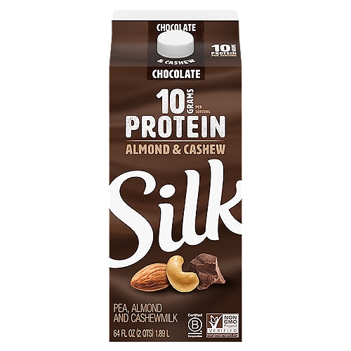 Silk Chocolate Pea, Almond and Cashewmilk, 64 fl oz
Amp up your morning with 10 grams pea protein per serving & an excellent source of calcium for strong bones
Go-get-'em never tasted so good