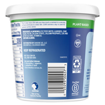 Silk Plain Dairy Free, Almond Milk Plant Based Yogurt Alternative, 24 OZ Tub
