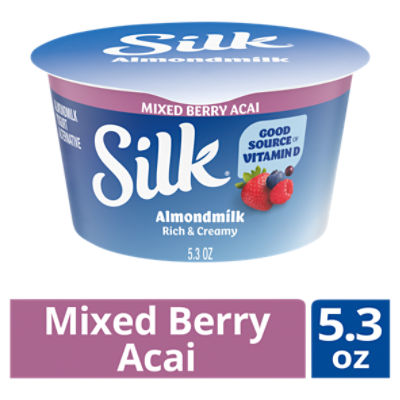 Silk Mixed Berry Acai Dairy Free, Almond Milk Plant Based Yogurt Alternative, 5.3 ounce Container, 5.3 Ounce