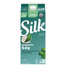 Silk Organic Unsweetened Soy Milk, Half Gallon, 64 Fluid ounce