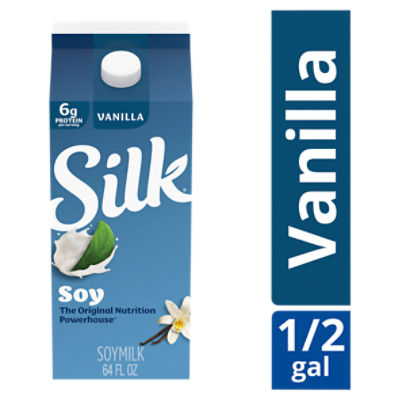Silk Soy Milk, Vanilla, Dairy Free, Gluten Free, 64 FL ounce Half Gallon