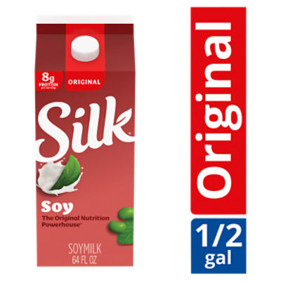 Silk Soy Milk, Original, Dairy Free, Gluten Free, 64 FL ounce Half Gallon, 64 Fluid ounce