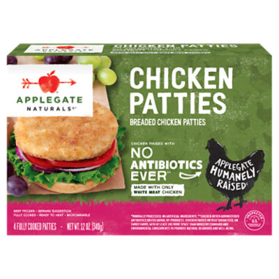 Applegate Naturals Breaded Chicken Patties, 4 count, 12 oz, 12 Ounce
