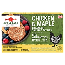 Applegate Naturals Chicken & Maple, Breakfast Sausage Patties, 7 Ounce