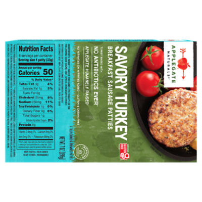 Applegate Naturals Savory Turkey Breakfast Sausage Patties, 6 count, 7 oz