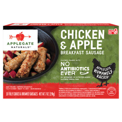 Applegate Naturals Chicken & Apple Breakfast Sausage, 10 count, 7 oz, 7 Ounce
