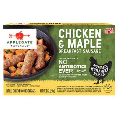 Applegate Naturals Chicken & Maple Breakfast Sausage, 10 count, 7 oz, 7 Ounce