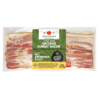 Applegate Natural Hickory Smoked Uncured Sunday Bacon, 8oz, 8 Ounce