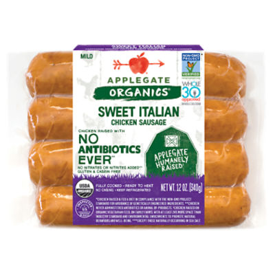 APPLEGATE ORGANICS Mild Sweet Italian Chicken Sausage, 4 count, 12 oz