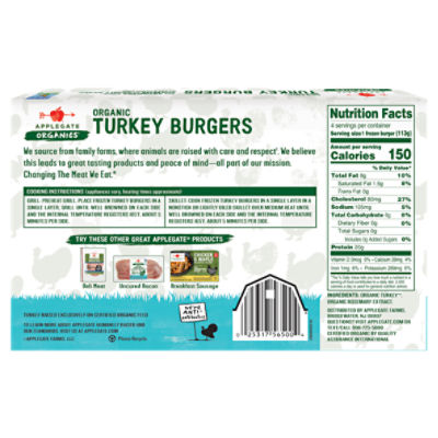 Applegate Organics Organic Turkey Burgers, 4 count, 16 oz