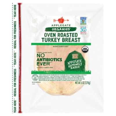 Applegate Organic Oven Roasted Turkey Breast Sliced, 6 oz