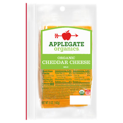 Applegate Organic Mild Cheddar Cheese Slices, 5oz, 5 Ounce