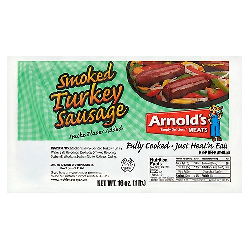 Arnold's Smoked Turkey Sausage, 7 count, 16 oz