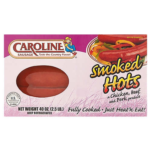 Caroline Smoked Hots Sausage, 40 oz