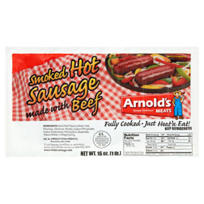 Arnold's Smoked Hot Sausage, 7 count, 16 oz, 16 Ounce
