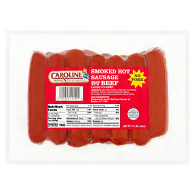 Caroline Smoked Hot Sausage, 2.5 lbs