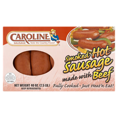 Caroline Smoked Hot Sausage, 40 oz