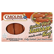 Caroline Sausage Smoked Hot Beef Sausage, 40 Ounce