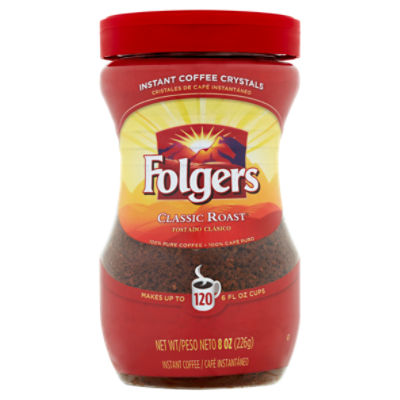 Folgers Classic Roast Instant Coffee Crystals , 8 oz, 8 Ounce